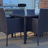 7 Piece Outdoor Dining Set, Wicker Black, view 5