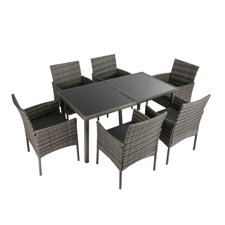 Rural Style Grey Wicker Outdoor Dining Set 6 Seater — Allure Home Collections
