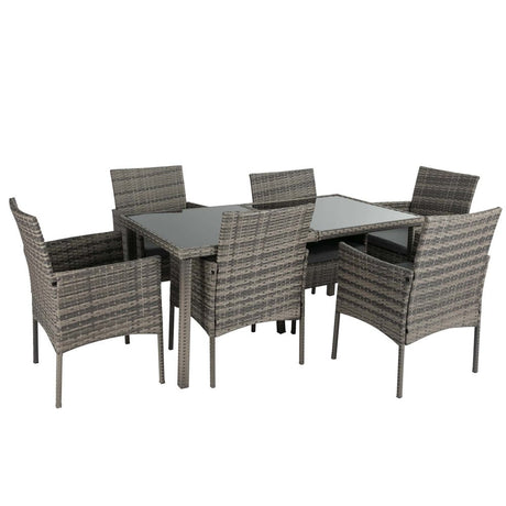 Rural Style Grey Wicker Outdoor Dining Set 6 Seater — Allure Home Collections