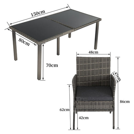 Rural Style Grey Wicker Outdoor Dining Set 6 Seater — Allure Home Collections
