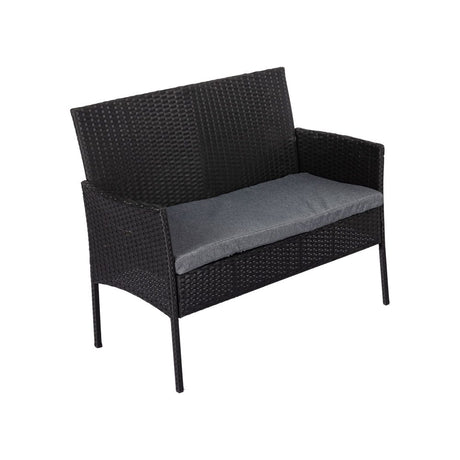 Buddina 4 Piece Outdoor Lounge Set, Black Wicker