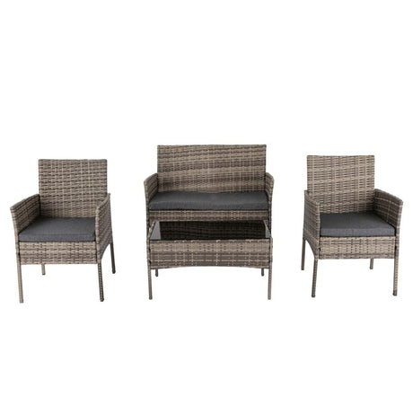 Buddina 4 Piece Outdoor Lounge Set, Grey Wicker