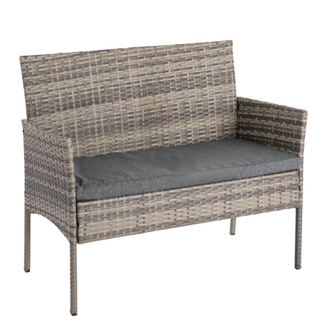 Buddina 4 Piece Outdoor Lounge Set, Grey Wicker