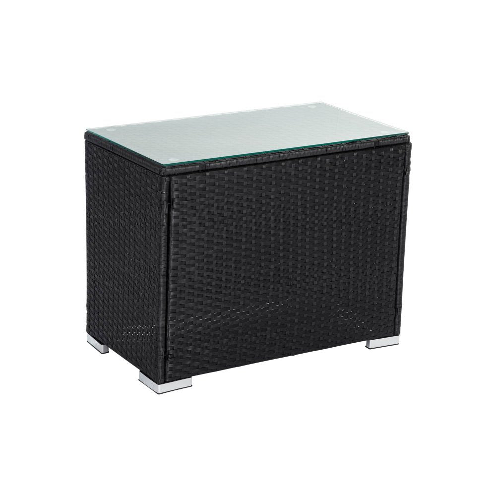 Maslin Beach Wicker End Table, Black 70cm