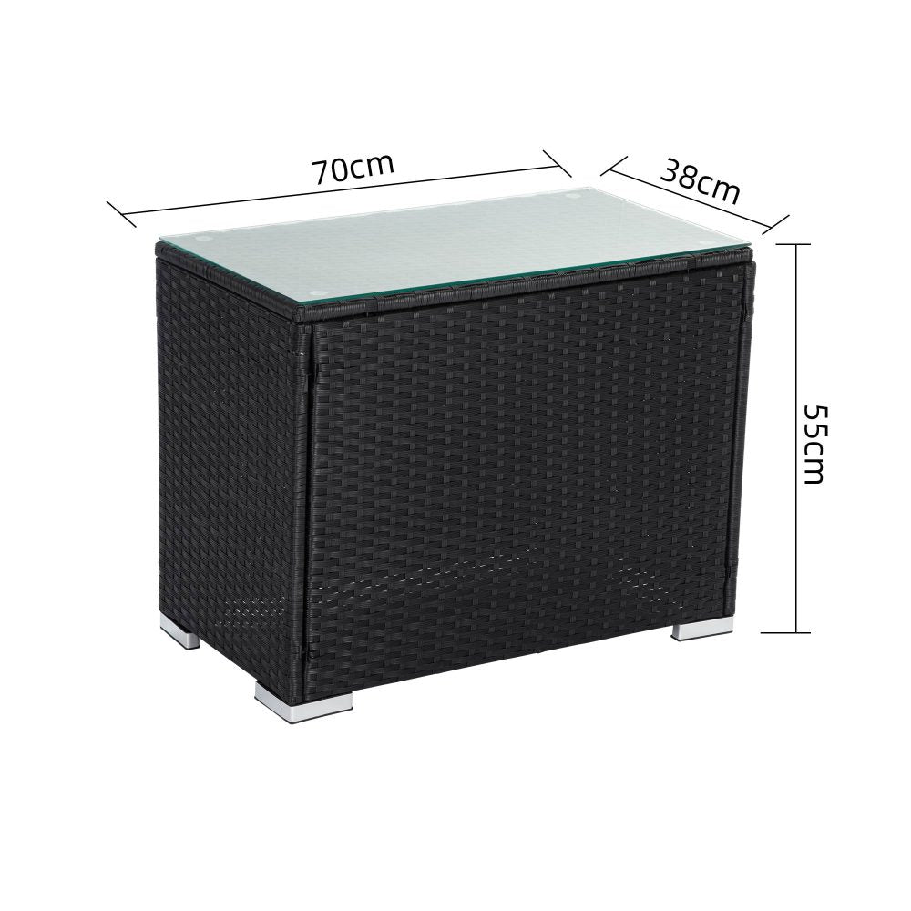 Maslin Beach Wicker End Table, Black 70cm