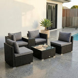 Mudjimba 6 Piece Outdoor Modular Lounge, Black Wicker