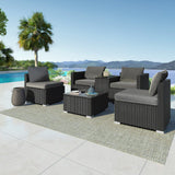 Mudjimba 6 Piece Outdoor Modular Lounge, Black Wicker