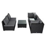 Mudjimba 6 Piece Outdoor Modular Lounge, Black Wicker