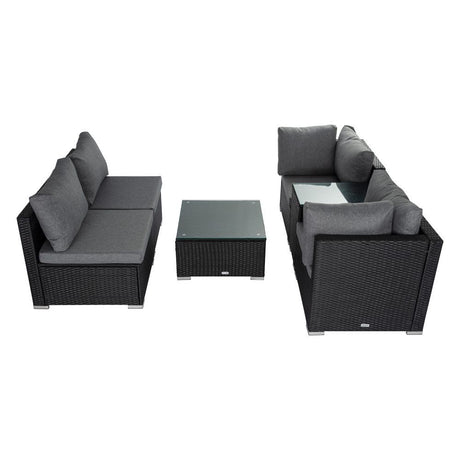 Mudjimba 6 Piece Outdoor Modular Lounge, Black Wicker
