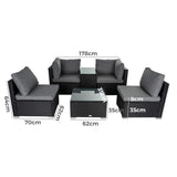 Mudjimba 6 Piece Outdoor Modular Lounge, Black Wicker