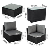 Mudjimba 6 Piece Outdoor Modular Lounge, Black Wicker