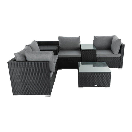 Whale Beach 7 Piece Outdoor Lounge, Black, view 4