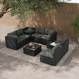 Mudjimba 9 Piece Outdoor Modular Lounge, Black Wicker