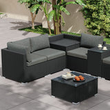 Mudjimba 9 Piece Outdoor Modular Lounge, Black Wicker