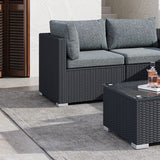 Mudjimba 9 Piece Outdoor Modular Lounge, Black Wicker