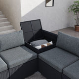 Mudjimba 9 Piece Outdoor Modular Lounge, Black Wicker
