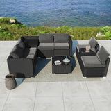 Mudjimba 9 Piece Outdoor Modular Lounge, Black Wicker