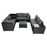 Mudjimba 9 Piece Outdoor Modular Lounge, Black Wicker