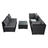 Mudjimba 9 Piece Outdoor Modular Lounge, Black Wicker