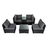 Mudjimba 9 Piece Outdoor Modular Lounge, Black Wicker