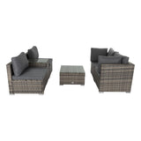 Hamelin Modular Outdoor Lounge Sofa Set, Wicker Rattan, Grey