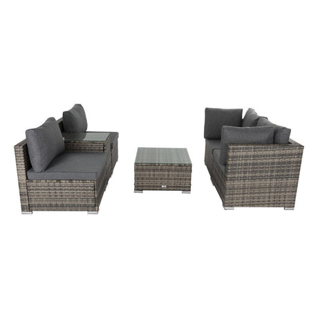 Mudjimba 6 Piece Outdoor Modular Lounge, Grey Wicker