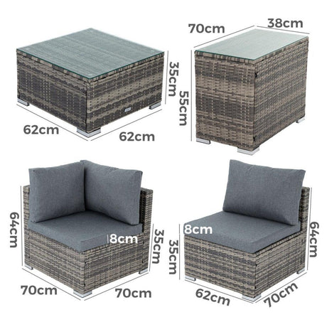 Mudjimba 6 Piece Outdoor Modular Lounge, Grey Wicker