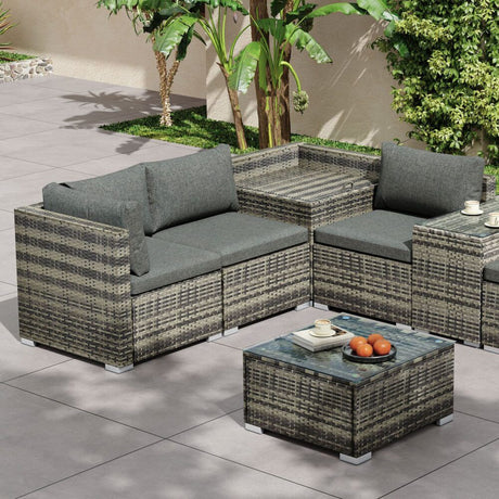 Whale Beach 7 Piece Outdoor Lounge, Grey, view 5