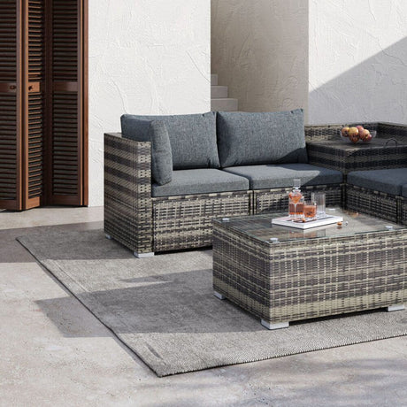 Mudjimba 9 Piece Outdoor Modular Lounge, Grey Wicker