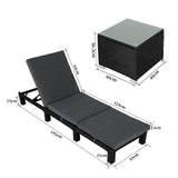 Kings Beach 3 Piece Sun Lounge, Black Wicker