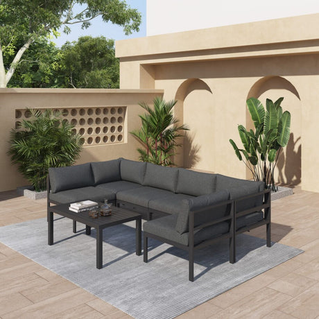 Wurtulla 7 Piece Outdoor Corner Lounge Set, Aluminium