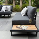 Bernier Outdoor Lounge Set, Slatted Polywood, 7 Piece, Black