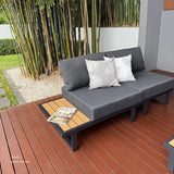 Bernier Outdoor Lounge Set, Slatted Polywood, 7 Piece, Black
