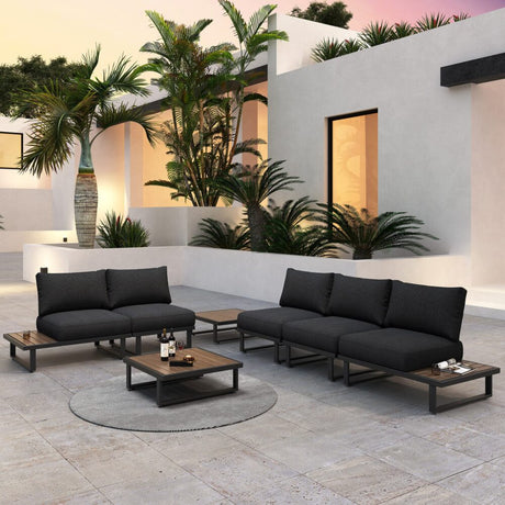 Bokarina 7 Piece Outdoor Lounge Set, Black Aluminium