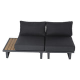Bernier Outdoor Lounge Set, Slatted Polywood, 7 Piece, Black