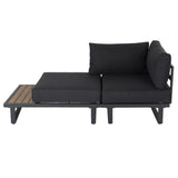 Bernier Outdoor Lounge Set, Slatted Polywood, 7 Piece, Black