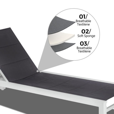 Minyama Sun Lounge, White Aluminium