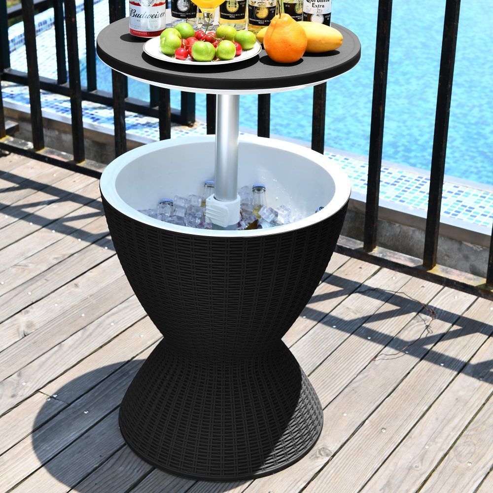 Outdoor Ice Bucket Cooler Table in Black