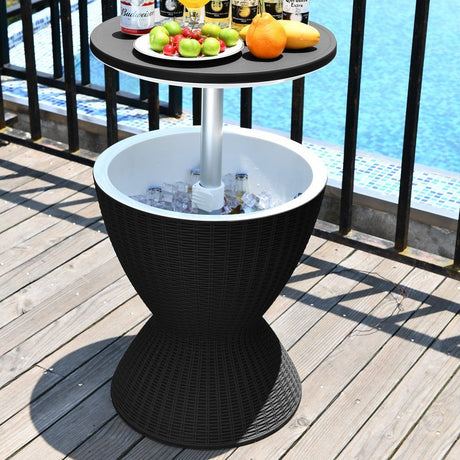 Outdoor Ice Bucket Cooler Table in Black