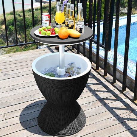 Outdoor Ice Bucket Cooler Table in Black