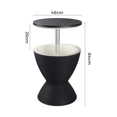Outdoor Ice Bucket Cooler Table in Black