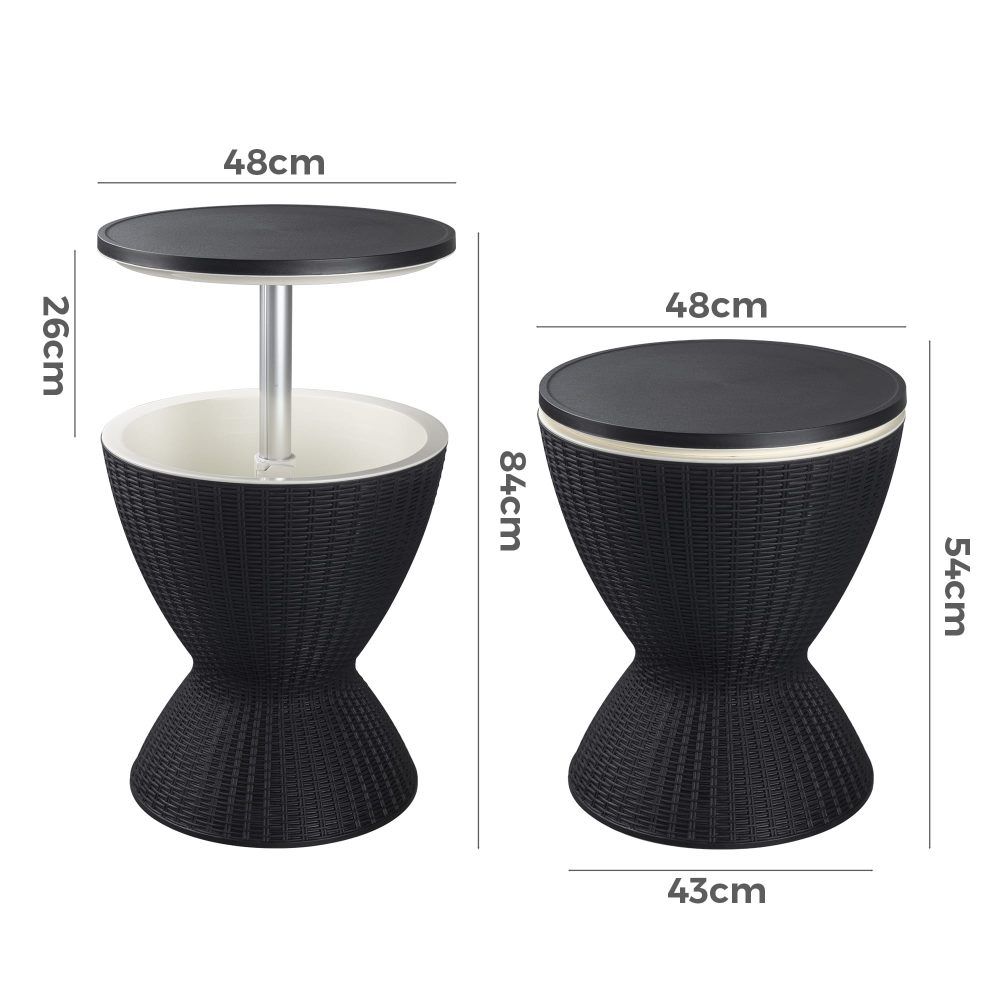 Outdoor Ice Bucket Cooler Table in Black