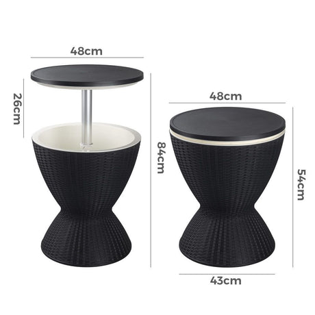 Outdoor Ice Bucket Cooler Table in Black