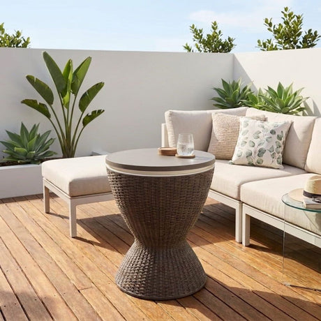 Outdoor Ice Bucket Cooler Table in Taupe