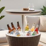 Outdoor Ice Bucket Cooler Table in Taupe