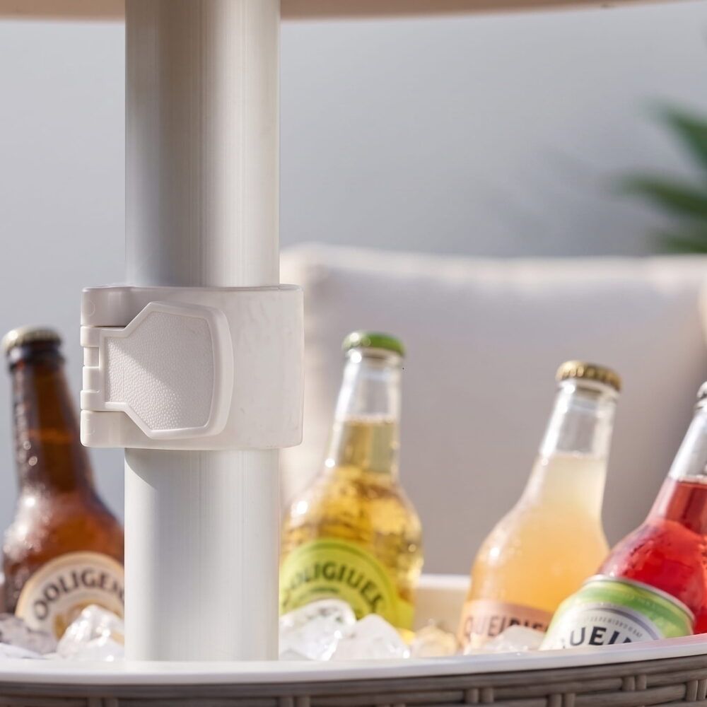 Outdoor Ice Bucket Cooler Table in Taupe