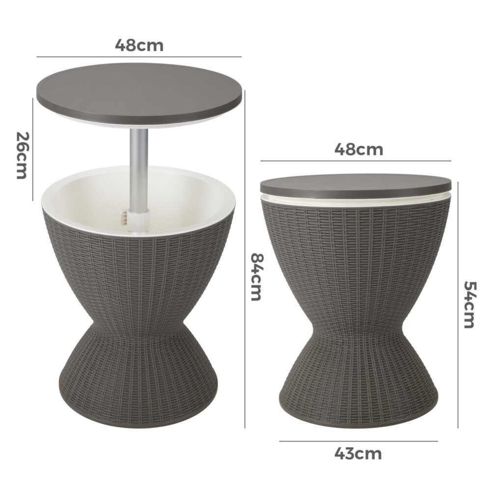 Outdoor Ice Bucket Cooler Table in Taupe