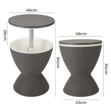 Outdoor Ice Bucket Cooler Table in Taupe