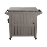 Outdoor Bar Serving Cart with Cooler in Taupe