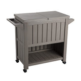 Outdoor Bar Serving Cart with Cooler in Taupe